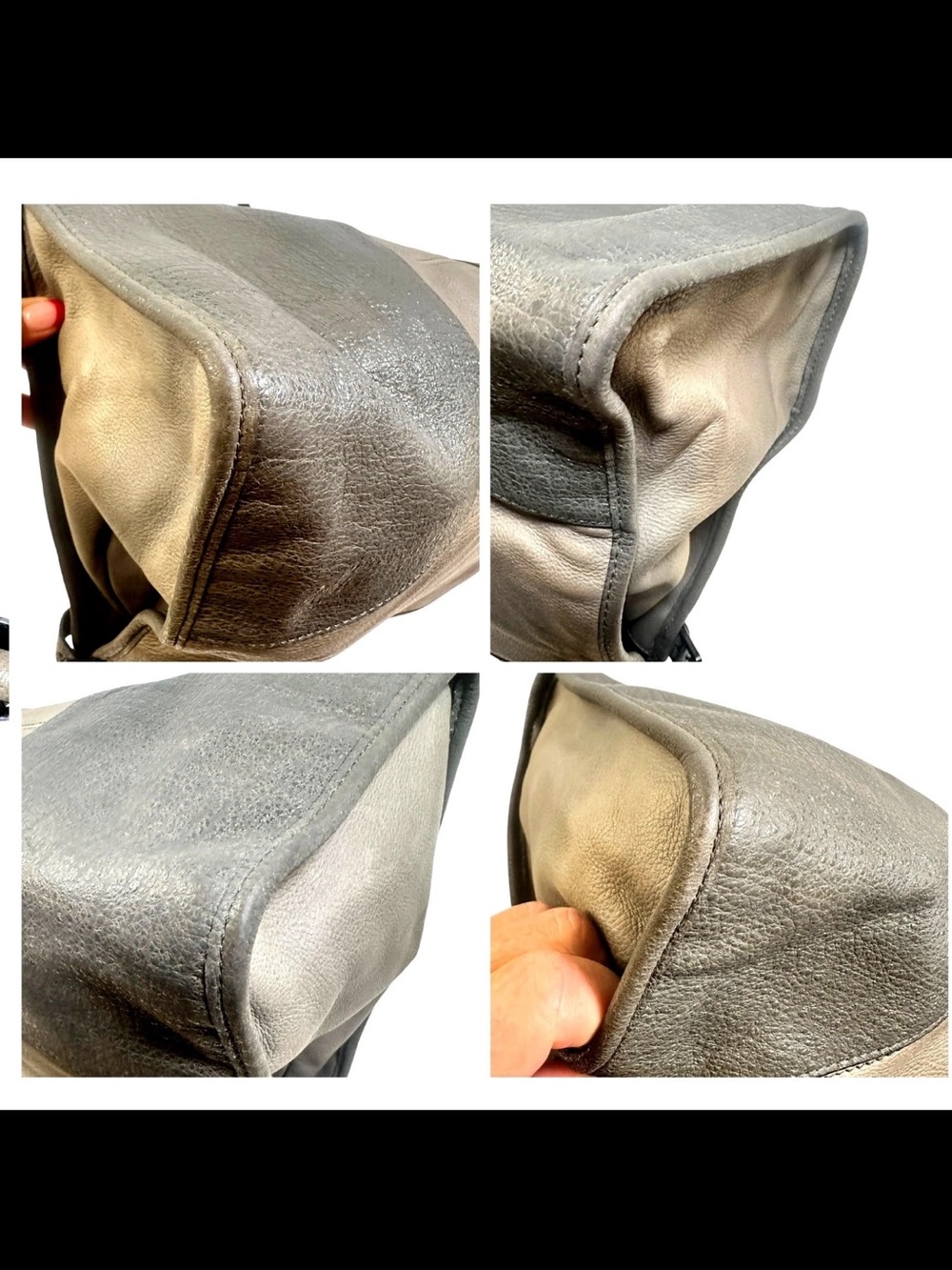 Mulberry Two-Tone Gray and Charcoal Leather Shoulder Bag - Picture 8 of 16
